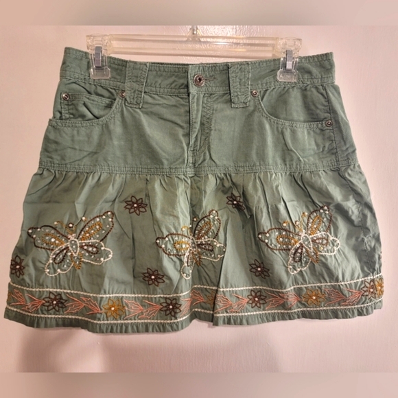 YMI Embroidered Floral Butterfly Embellished Sequins Pearl Beaded Boho Skirt - Picture 2 of 10